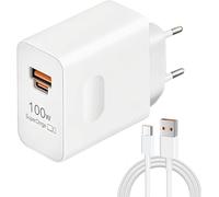 Cargador rápido Supercharge de 100W para Honor y Hua-wei Cargador USB C de 2 puertos con cable USB C de 2m 6A para Honor Magic 7 Pro 6 Lite/Honor 200, 400 Pro/Mate 70, 60, 40, 30, P60, P40