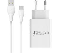 Cargador Rápido Tipo C para Samsung Xiaomi Redmi Poco QC 3.0 USB-C