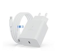Cargador rápido USB-C 45W Super Charge Rapide para Samsung Galaxy S25/S24 Plus/S23/S22 Ultra/S22+/S21/S20/A54/A34/A53/A33/A23/A56 5G/Note 20/10+/A71/A16, Carga rápida Tipo C y Cable de 2M(Blanco)