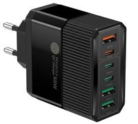 Cargador rápido USB-C 55W 6 Puertos enchufe Tipo C 25W PD QC3.0 Carga Móvil, adaptador USB-C para Samsung S22 S23 S24, iPhones 15 14 13, 16, 16E