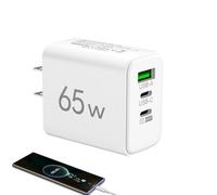 Cargador Rápido USB C, Bloque De Carga USB Triple De 65W con 1 Puerto-USB + 2 Puertos PD, Cargadors De Pared Multipuertos, Cargador Universal para Smartphones Y Tabletas En Hogar, Oficina, Viajes