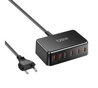 Cargador Rápido USB C Cargador Portátil para Teléfonos y Tabletas | Dispositivo de Carga Rápida de 120W con 6 Puertos para Usuarios de Dispositivos Móviles, Consumidores Expertos en