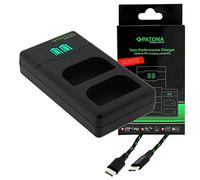 Cargador rápido USB-C con PD (hasta 1500 mA) para Panasonic DC S5 S5K G9 GH5 GH5 II GH5S | compatible con DMW BLK22/BLK22E | Twin Charger con pantalla LCD