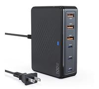 Cargador rápido USB C de 100 W, GaN de 6 puertos tipo C, cubeta de bloque de concentrador, cargador de pared USB C, enchufe adaptador de regleta de alimentación para iPhone 16 15 14 13 12 11 Pro Max