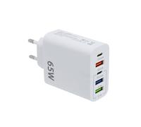 Cargador rápido USB C de 65 W, adaptador de pared multi USB de 5 puertos, carga rápida QC3.0 para teléfonos y tabletas.