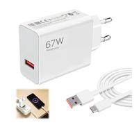 Cargador rápido USB C de 67 W, compatible con Xiaomi 15/14/13/12T/12S Pro Lite Ultra y Redmi Note 14/13/12S, así como Poco F7/X7 Pro/F5/M6, incluye cable de datos tipo C de 2 m, compacto, fiable carga