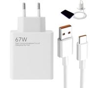 Cargador rápido USB-C de 67 W para Xiaomi, Compatible con Redmi Note 14/13/12, Poco X7 Pro/F7, Xiaomi 15T/15, Cable de 1,5 m Incluido, Adaptador de Corriente de 67 W