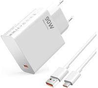 Cargador rápido USB C de 90 W con cable de carga USB A a USB-C de 1 m, adecuado para Xiaomi 17T Pro 15T Pro 14T P, Poco X7 Pr F7 Pr, 6 A Turbo Cargador Adaptador para Smartphones Compatibles