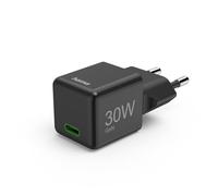 Cargador rápido, USB-C, PD/QC/GAN, Super Mini Cargador, 30 W, Negro