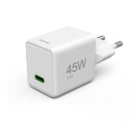 Cargador rápido, USB-C, PD/QC/GaN, super mini-cargador, 45 W, blanco