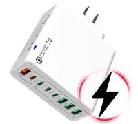 Cargador rápido USB-C/USB-A 8 en 1 resistente al agua, 100 W en total, PD65 W máximo, IP67, adaptador de viaje global: compatible con portátiles,