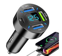 Cargador rápido USB para Coche, Adaptador QC3.0 | 66 W USB C 4 Puertos Cargador de Coche rápido Carga rápida USB Tipo C Macho Adaptador de Encendedor de Coche - Carga rápida de Varios Dispositivos al