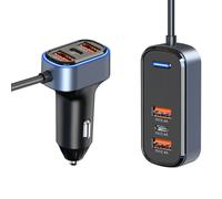 Cargador rápido USB para coche - RNCYN - 6 puertos USB - 75,5W Potencia total - 20W PD Carga rápida - Tecnología QC3.0