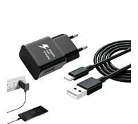 Cargador Rápido USB Tipo-C 15W Compatible con Samsung Galaxy S10 S10+ S10e S9+ S8 S8+ A21s A22 A32 A50 A51 Note 10 Tab A9 A9+, Cable Resistente de 2m con Protección Inteligente Negro