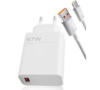 Cargador Rápido Xiaomi 67W Turbo con Cable USB C de 1M, para Redmi Note 13/12 Pro, Xiaomi 15/14/13/12T/12S/K60/K50, Poco X6/F5/X5/M6, Black Shark, Mi 11/12 Pro+, USB-A a USB-C, Carga Segura 6A