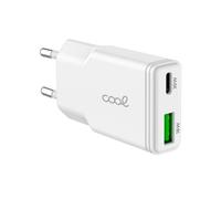Cargador Red Universal Fast Charger (PD) Tipo-C / USB Dual COOL Plano (30W) Blanco