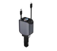 Cargador retráctil de coche 4 en 1, cargador de teléfono para coches PLDHPRO 80 W con cable USB-C e iOS de 2 pies 12 V/24 V compatible con iPhone 16/15/14/13/12 Sam sungGalaxys25/s24/s23 Pixel i Pad