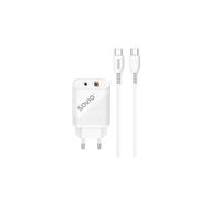 Cargador Savio LA-05 18W Dual USB 3.0 + PD con Cable 1m Blanco Protección Universal
