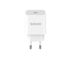 Cargador Savio LA-09 20W USB-C Carga Rápida Protección Avanzada Blanco