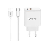 Cargador Savio LA-10 30W Blanco USB-C y USB-A Carga Rápida 1 m