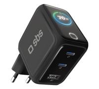 Cargador SBS TETRGANTFT70WK 30W 3 Puertos USB-C y USB-A Carga Rápida Negro