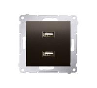 Cargador Simon 54 2xUSB 2.1A 5V/DC marrón mate DC2USB.01/46