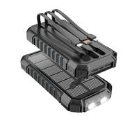 Cargador Solar 20000 mAh, Cargador rápido de 15 W, 3 Cables Integrados con Linterna LED, 5 Salidas, Cargador Solar para teléfono móvil para iPhone 17/16/15/14/13 y Android