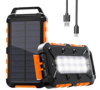 Cargador Solar 26800mAh, Solar Power Bank PD15W 3.0A Carga Rápida Batería Externa Portátil con 2 USB-A Salida y 1 USB-C Entrada con Linterna LED para Teléfono Tabletas Cámping
