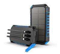Cargador Solar 27000mAh Power Bank - Hiluckey 15W Portátil Batería Externa Solar con 3 Cables y 3 Puertos Carga Rápida USB C para Smartphones, Tabletas y Acampar al Aire Libre