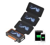 Cargador solar, banco de energía, batería de teléfono, diseño de panel plegable, linterna integrada y alarma SOS, para viajes al aire libre, uso de crisis, senderismo, camping, hombres, mujeres