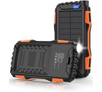 Cargador solar, banco de energía, cargador portátil de 42800 mAh, batería externa, 5 V3.1 A, Qc 3.0, cargador rápido, linterna súper brillante integrada (naranja)