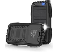 Cargador solar, banco de energía, cargador portátil de 42800 mAh, batería externa 5V3.1A Qc 3.0, cargador rápido integrado linterna súper brillante (negro)