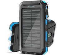 Cargador solar, banco de energía solar de 38800 mAh, batería de respaldo externa impermeable con entrada/salida USB/linternas LED compatibles con iPhone, Samsung, iPad, apto para exteriores, camping