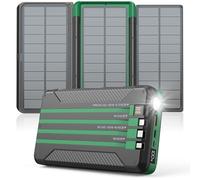 Cargador solar de 46800 mAh integrado, 4 cables, 3 paneles solares plegables, PD20W, cargador portátil de carga rápida, pantalla LED, entrada y salida USB, batería externa con luz SOS para camping