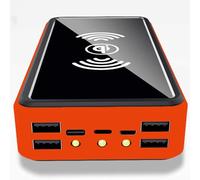 Cargador Solar inalámbrico Qi de 100 000 mAh para Camping, batería Externa con Panel Solar, Cargador portátil, Carga rápida de 5 V/2,1 A, Linterna LED, indicador LED, Color Naranja.