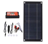 Cargador Solar Monocristalino; Kit de Panel Solar, Panel 18V, Controlador de Carga 100A, Cable de Extensión y Pinza de Batería - Alta Eficiencia de Conversión, Portátil y