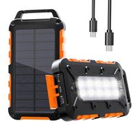 Cargador Solar para Moviles 26800mAh, Solar Power Bank PD15W 3.0A Carga Rápida Batería Externa Portátil con 2 USB-A Salida y 1 USB-C Entrada con Linterna LED para Teléfono Tabletas (Naranja Oscuro)