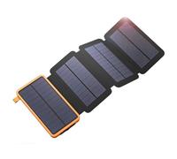 Cargador solar plegable de 20000 mAh, banco de energía portátil naranja para exteriores, con cuatro paneles solares para una velocidad de carga mejorada, carga bidireccional tipo C y linterna de 110