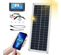 Cargador Solar Portátil, Panel Solar 18V - Cargador Solar Flexible de Dos Puertos USB 18V,Cargador de Teléfono Multifuncional, Suministros de Camping Portátiles Impermeables para