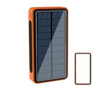 Cargador Solar portátil, Panel Solar for Smartphone, batería de 20000 mAh, Resistente al Agua, con luz LED, Ideal for Viajes, Estudiantes, Hombres, Camping, Adultos y Adolescentes.(Orange)