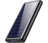 Cargador Solar Power Bank 26800mAh, USB C Carga Rápida Batería Externa, Alta Capacidad Powerbank con 3 Output con 4 LED Luces de visualización para iPhone 17 16 Pro,Teléfono Xiaomi y más (A-Negro)