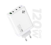 Cargador de pared gan subblim 120w charger usb c+c+c+a/ 3xusb tipo-c/ 1xusb/ 120w