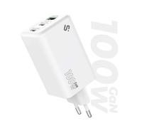 Cargador SUBBLIM GaN 100W USB-C, Compacto 3 Puertos (2x USB-C + 1x USB-A), Carga Rápida para MacBook Pro/Air, iPad, iPhone 16/15/14, Samsung, Lenovo, Dell, Pixel, Portátiles y Más - Compacto, seguro y