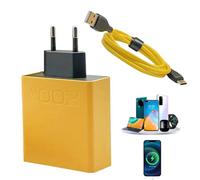 Cargador Súper Rápido 200W - Cargador USB C 200W | Multi-Puerto Protocolo PD, Enchufe Estándar Europeo, Disipación Calor Avanzada, Protección Sobretensión, Portátil para Viajes, Cable Extendido Incl