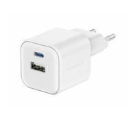 Cargador Swissten TRAVEL CHARGER GaN 1x USB-C 20W PD AND 1x USB-A 18W QC Color: blanco