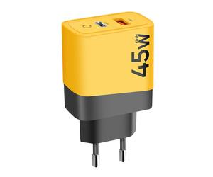 Cargador - TÁCTICO - Microgrid GaN 45W - Amarillo - USB-C - Carga rápida