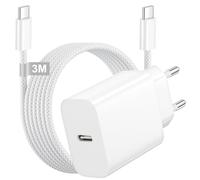 Cargador Tipo C 25W Cargador USB C Carga Rapida con Cable USB C 3 Metros | cargador Movil Carregador Adaptador Enchufe Tipo C Fast Charger para iPhone 17 17 Pro Max 17 Air 16 16e 15 Pro Max Plus iPad