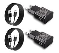 Cargador Tipo C Carga Rapida, 2-Pack Enchufe USB con Cable USB C 2m Compatible con Samsung Galaxy A13 A14 A15 A16 A23 A25 A33 A34 A35 A40 A53 A54 A55 A57 A04S S8 S9 S10 S20 S21 Plus M55 M34