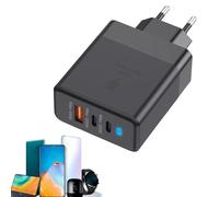 Cargador Tipo C Carga Rápida - PC+ABS 9.5x5.5x2.9cm | Cargador multipuerto con enchufes de Carga rápida Tipo C + USB, 120 W, PD QC5.0, portátil, Universal, eficiente,