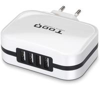 Cargador Tooq 4x USB 5V 6.8A com Controlo AI - Blanco